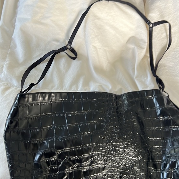 Faux crocodile skin black leather dresss - Picture 3 of 7